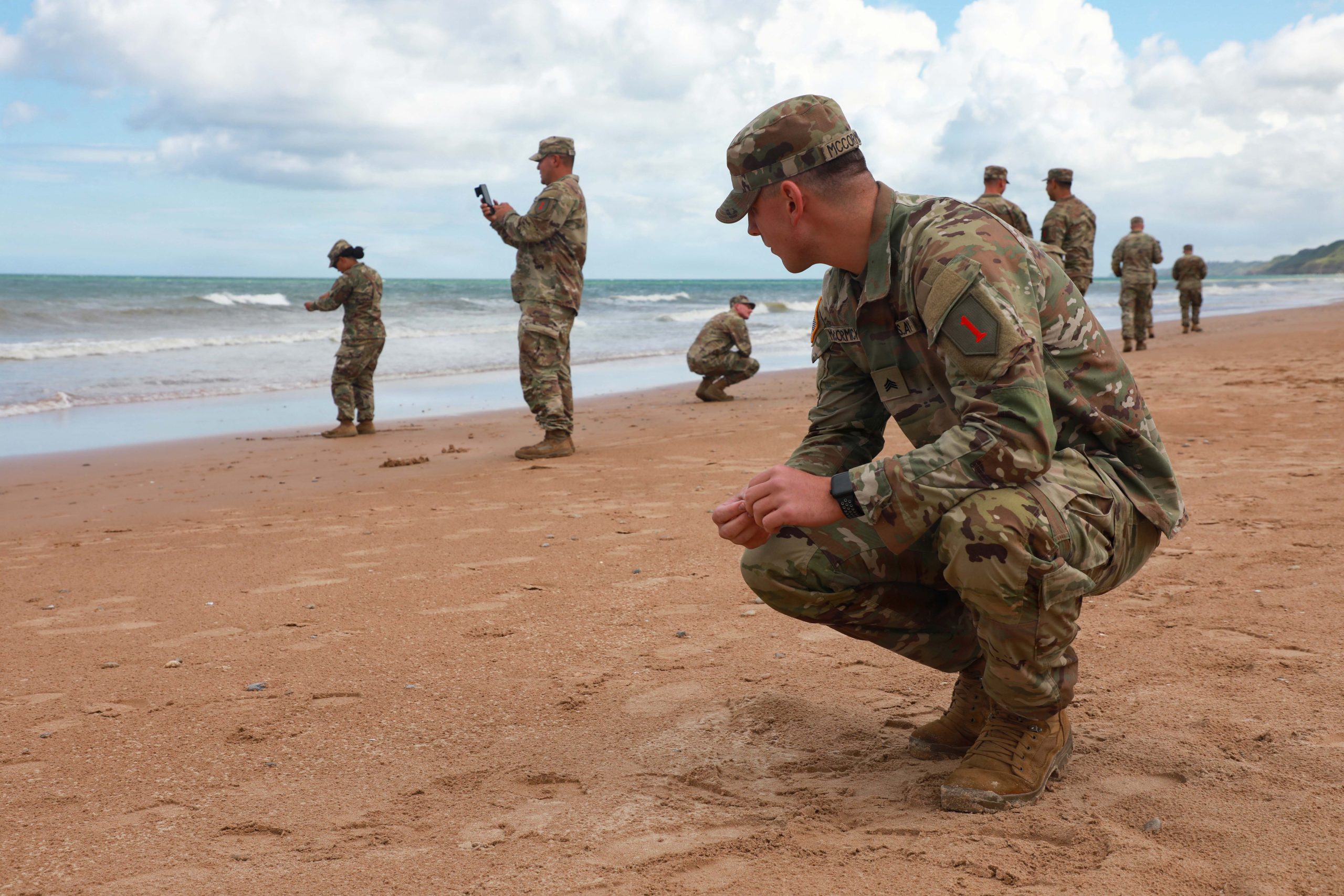 Service members in a desert environment